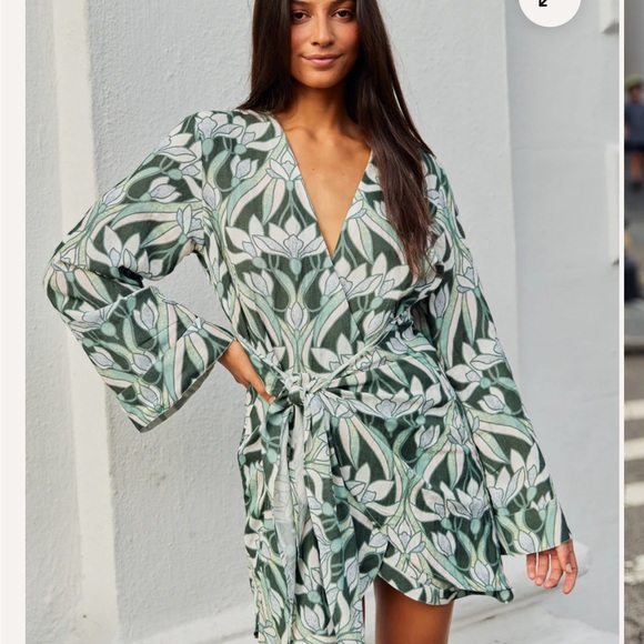 Kenny Flowers  Floral Wrap Dress with Belt- large -NWT - Picture 5 of 7